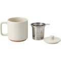 Pjwnx Reedcrest Speckled Ceramic Tea Cup with Infuser and Lid 12 oz Ivory - Product view