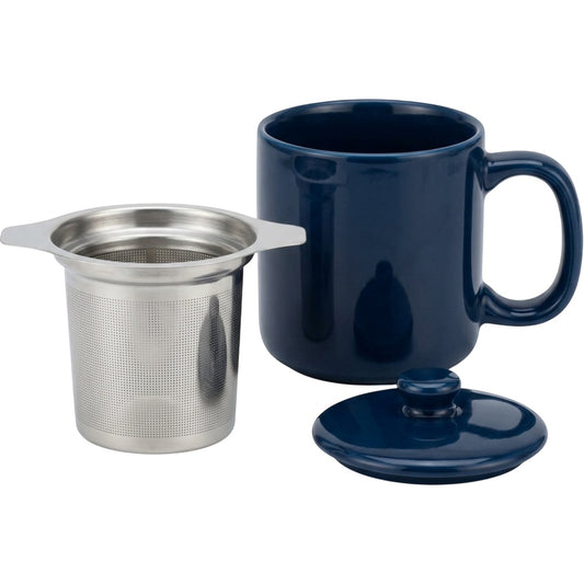 Pjwnx Steepwell Ceramic Tea Mug with Infuser and Lid 14 oz Midnight Blue - Product view